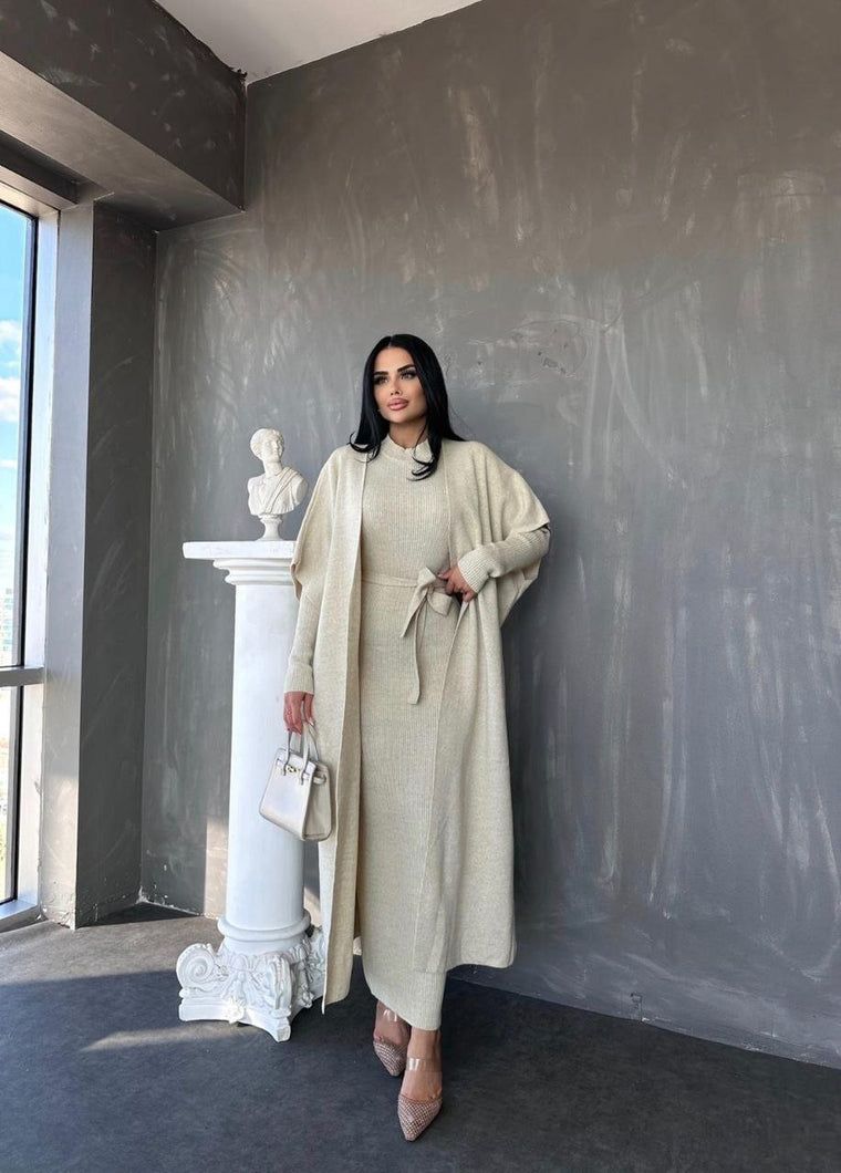 Robe cardigan avec cienture La maille