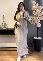 Robe col v avec manche bouffante