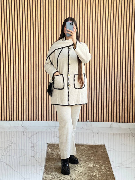 Ensemble Cardigan avec Poches 2pcs avec chale