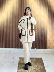 Ensemble Cardigan avec Poches 2pcs avec chale