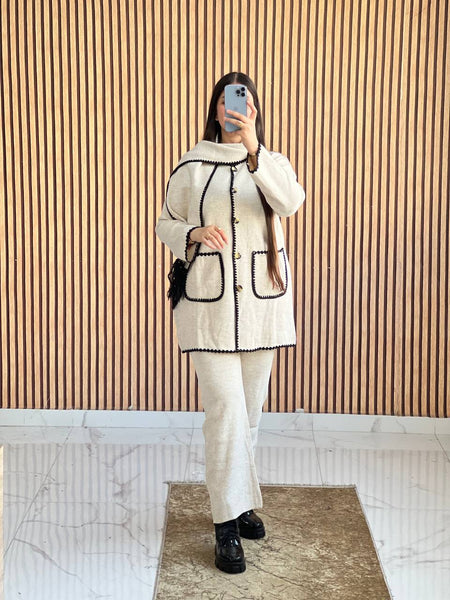Ensemble Cardigan avec Poches 2pcs avec chale