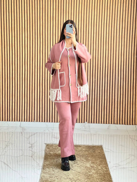 Ensemble Cardigan avec Poches 2pcs avec chale