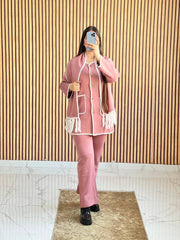 Ensemble Cardigan avec Poches 2pcs avec chale