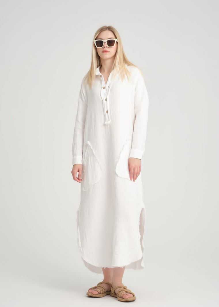 Robe blanche en lin Dona