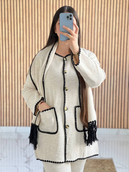 Ensemble Cardigan avec Poches 2pcs avec chale