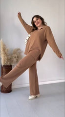 Ensemble Pantalon et pull avec col en laine