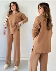 Ensemble Pantalon et pull avec col en laine