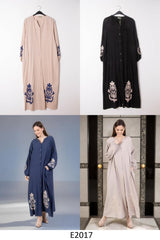 Robe longue boutonnée avec broderie florale