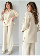 Ensemble Pantalon et pull avec col en laine