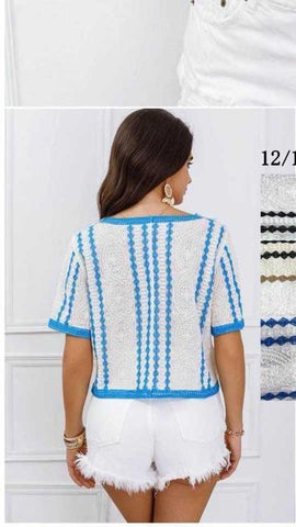 Haut en Crochet Boutonné Brodé